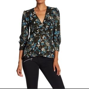 Veronica Beard Silk Oakley Green Floral Top size 4